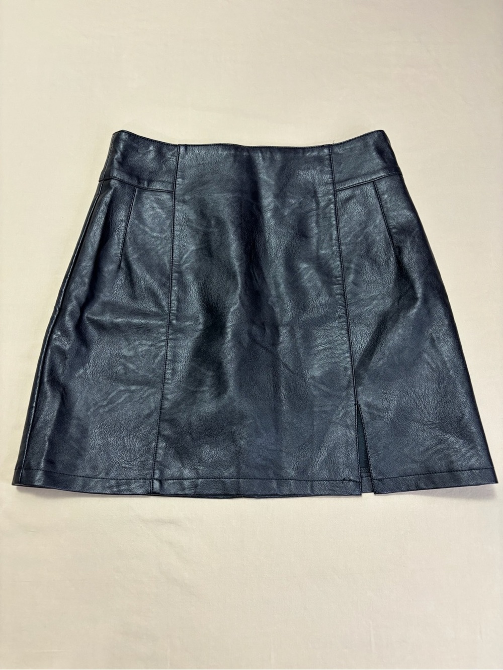 Topshop Black Faux Leather Mini A Line Skirt Women's Size 6